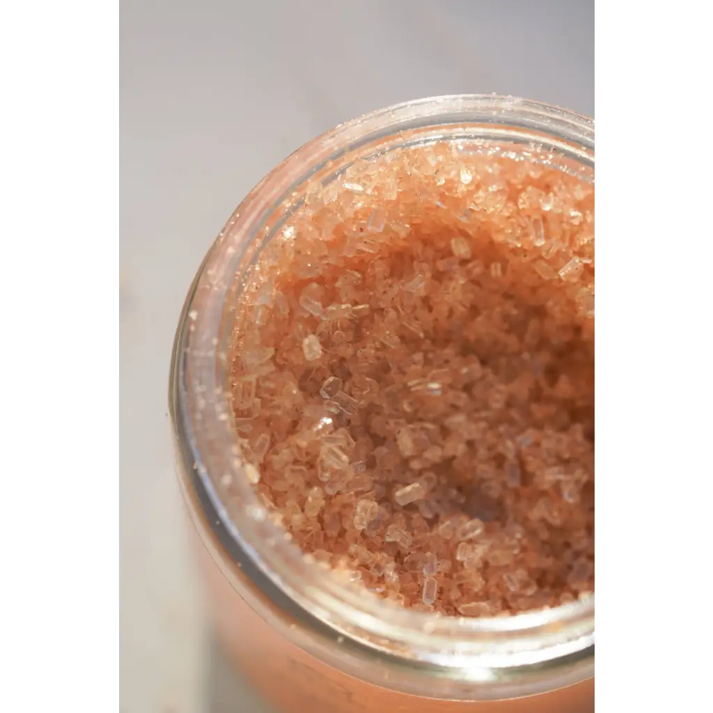 Pink Himalayan salt in jar for rose petal mineral bath soak