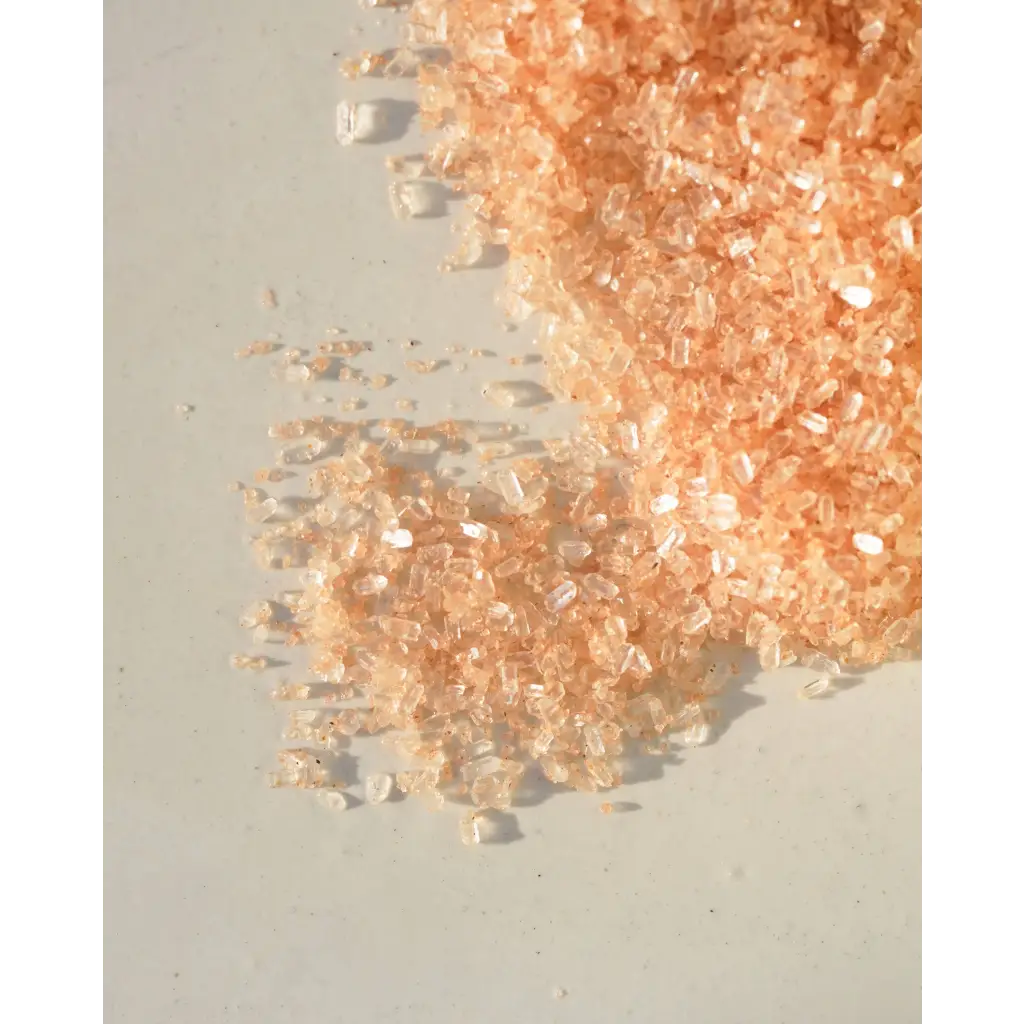 Peach crushed glass accent in Rose Petal & Geranium bath soak sachet
