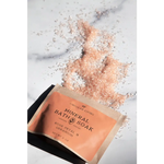 Peach mineral bath soak sachet with rose petal and geranium scent, 8 oz