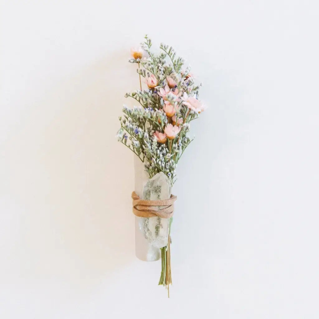 Mini Bouquet Crystal Bundle with dried pink lavender flowers