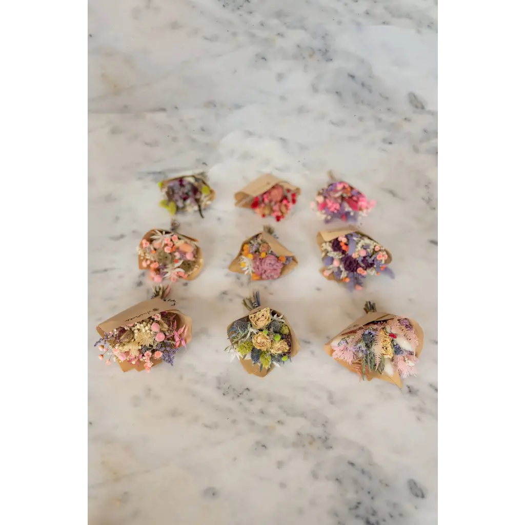 Mini dried flower bouquets in polished prints for stylish moms