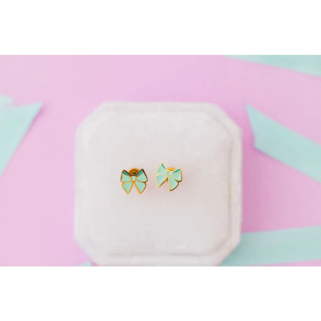 Mint Bow Stud Earrings | Stainless Steel - 560 Jewelry