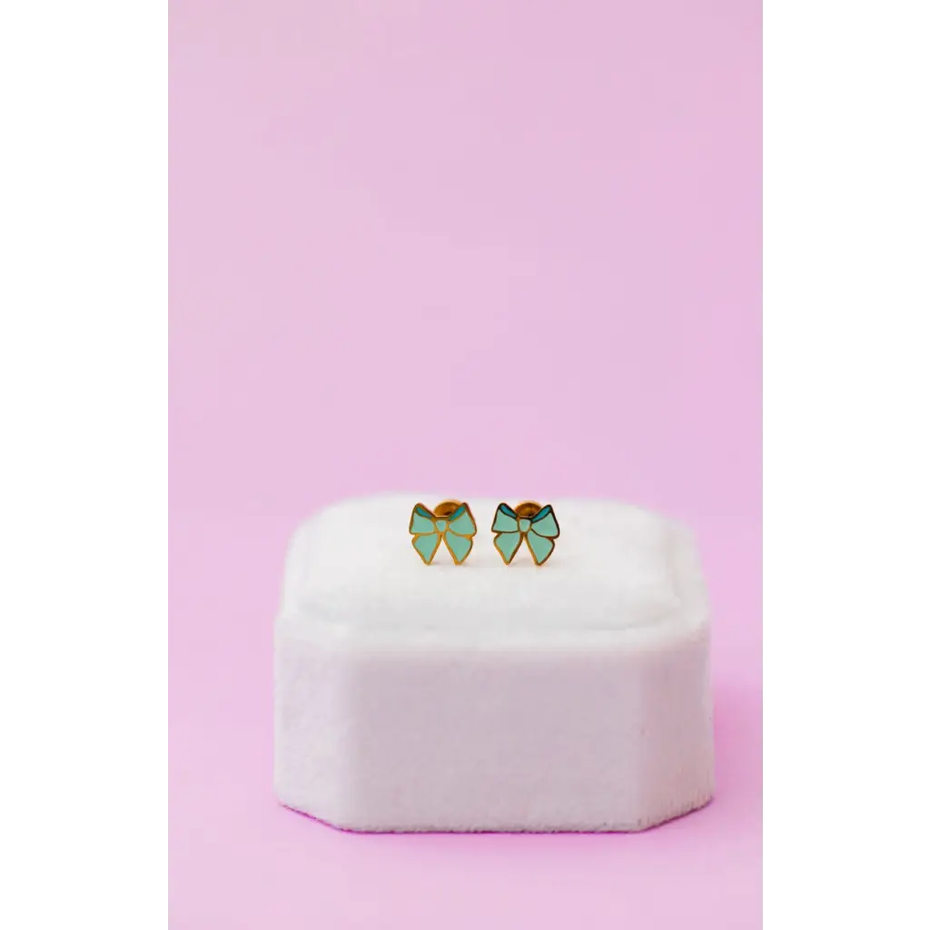 Mint Bow Stud Earrings | Stainless Steel - 560 Jewelry