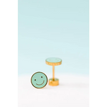 Cute gold mint green smiley face stud earrings with hypoallergenic flat screw-on backs