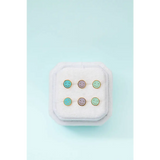 Mint Smiley Stud Earrings with pastel enamel dots, hypoallergenic for sensitive ears