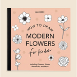 Kids drawing book with fun lessons for creating stylish flowers and polished prints