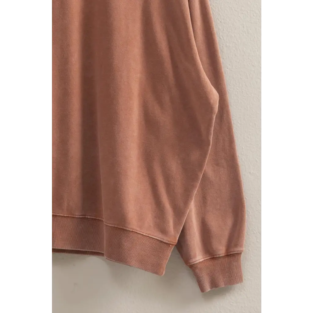 Rose-colored Molly Warm Long Sleeve French Terry Sweatshirt, perfect stylish womens clothes