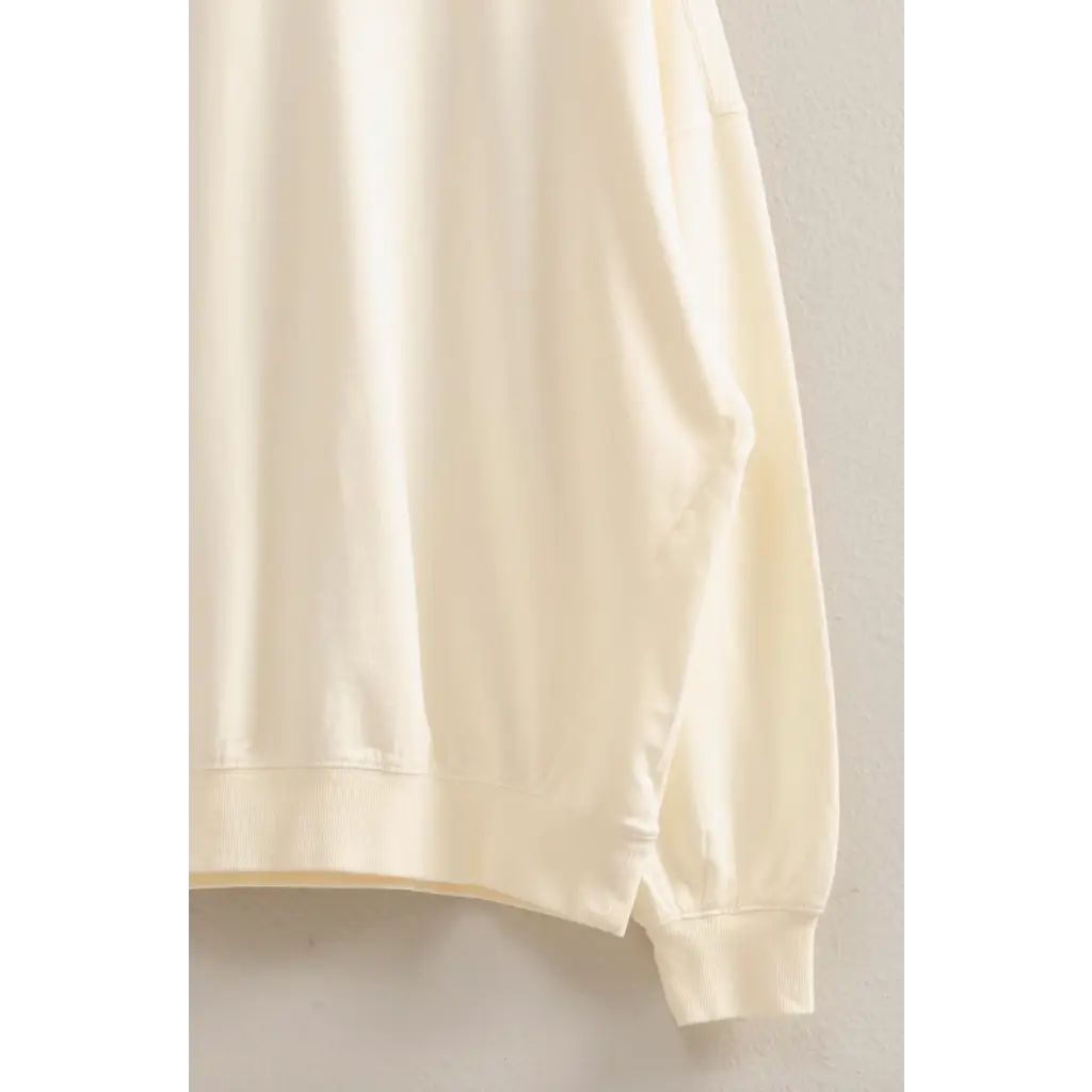 Cream-colored Molly Warm Long Sleeve French Terry Sweatshirt, perfect stylish womens clothes