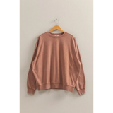 Dusty rose crewneck sweatshirt from the Molly Warm Long Sleeve collection in stylish womens clothes