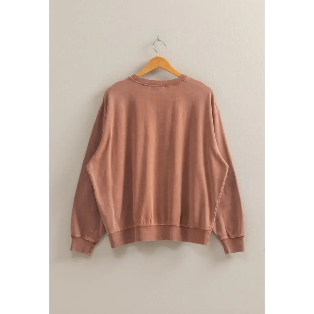 Dusty rose crewneck sweatshirt from Molly Warm, perfect stylish womens clothes with polyester contrast