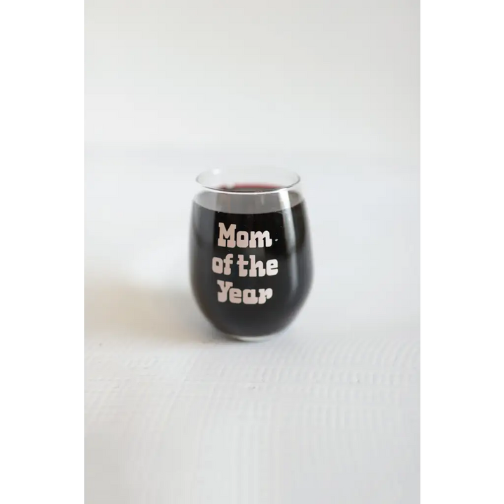 Mom of the Year 15oz Wine Glass - Polished Prints
