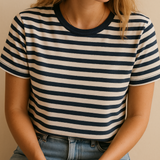 The Mom Crop in Striped Navy