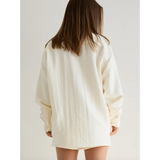 Oversized long-sleeved off-white Monica Cream Button Up Shirt for stylish moms