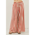 Stylish womens clothes Morocco Stripe wide-leg pants with elastic waistband and polished prints