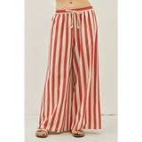 Stylish womens clothes Morocco Stripe wide-leg pants with elastic waistband and polished prints
