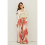Striped wide-leg pants with elastic waistband perfect for stylish womens clothes