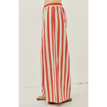 Morocco Stripe Wide-Leg Pants with Elastic Waistband, stylish womens clothes and polished prints