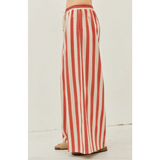 Morocco Stripe Wide-Leg Pants with Elastic Waistband, stylish womens clothes and polished prints