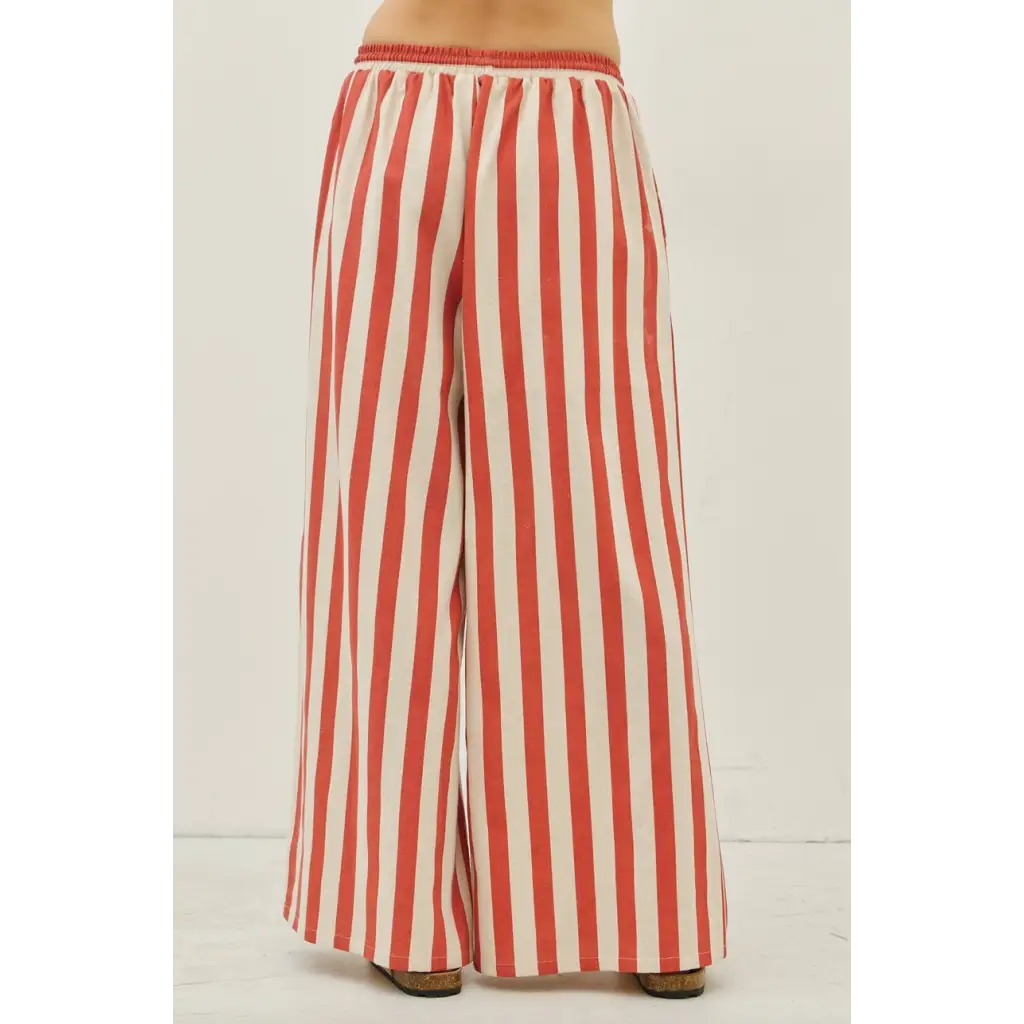 Morocco Stripe Wide-Leg Pants with Elastic Waistband showcasing stylish womens clothes and polished prints