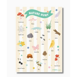 Nature hunt pretend play notepad with fun outdoor object illustrations for kids