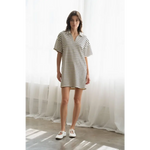 Nicole Collared V-Neck Casual Striped Mini Dress with polished prints for stylish womens clothes