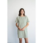Nina Casual Striped Mini T-Shirt Dress with polished prints, perfect for stylish womens clothes or moms