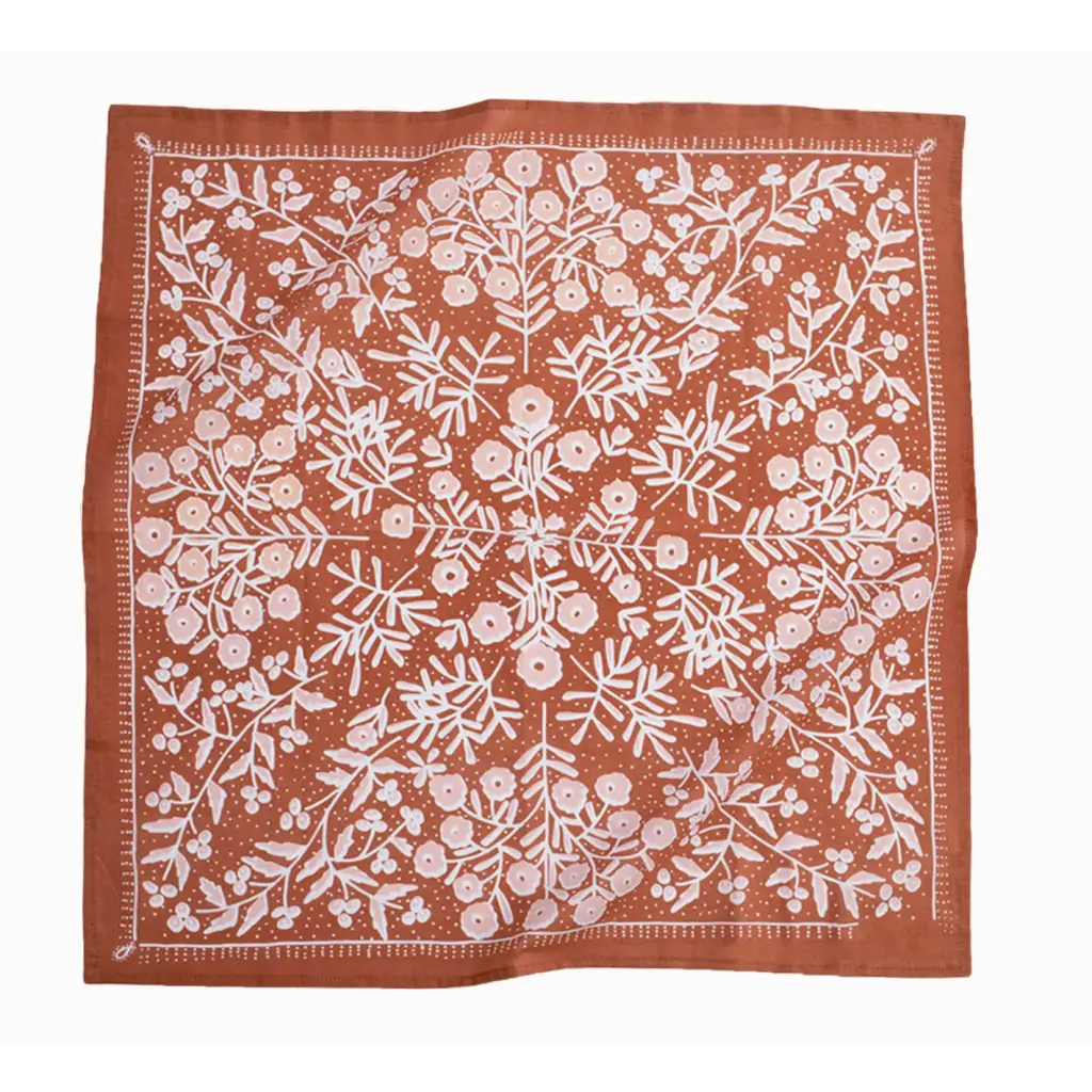 Terra Bandana in Brown and White with Polished Prints and Floral Pattern Design