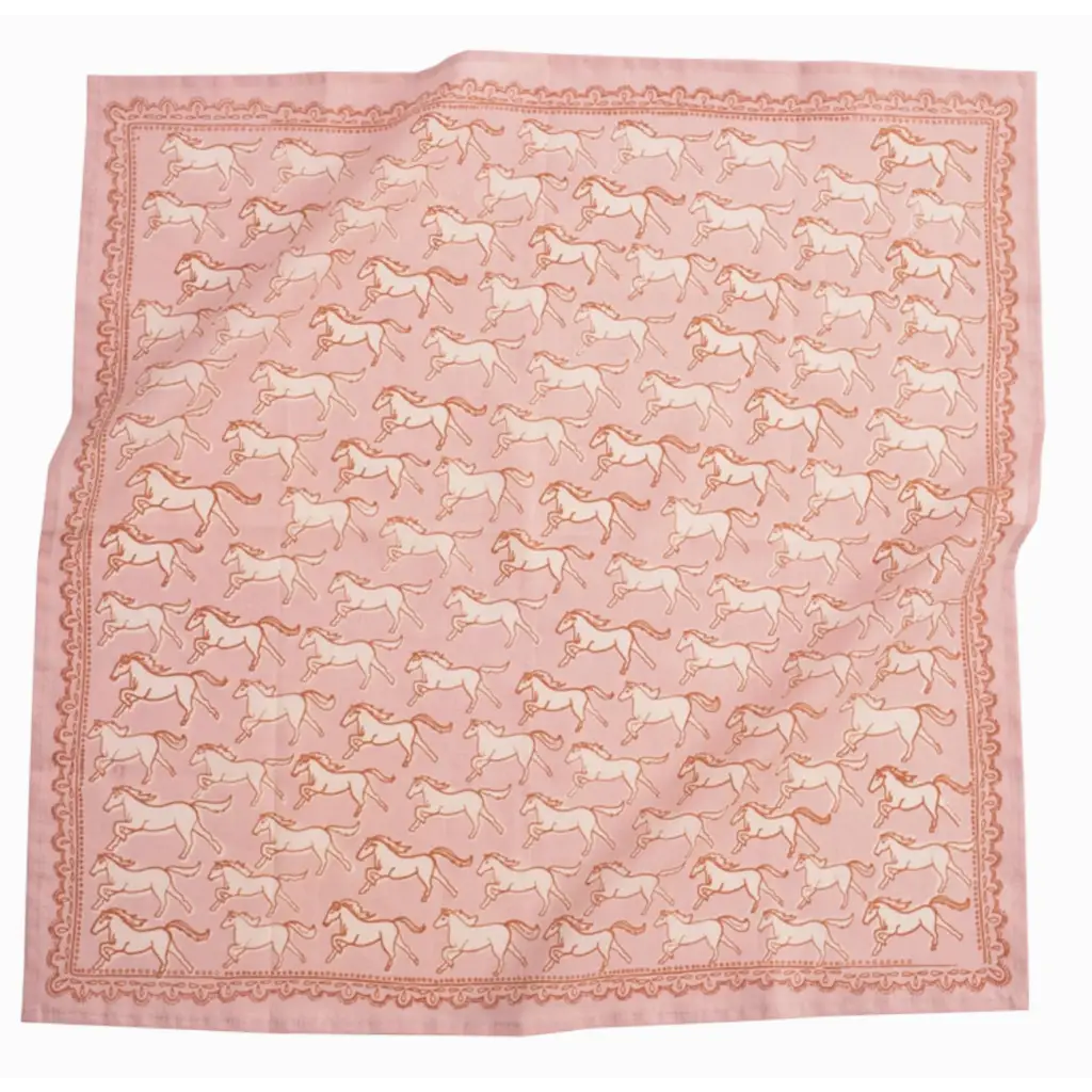 Light Pink Horse Pattern Bandana in Premium Cotton 22x22 inches designed for style