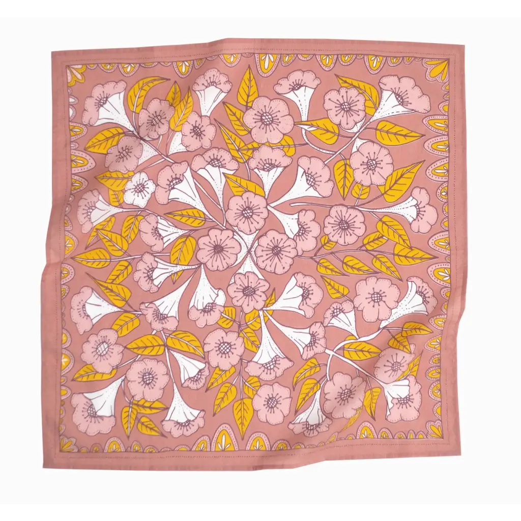 Evangeline Silk Scarf with floral prints in pink and orange, perfect for stylish women’s clothes