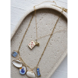 Gold layered necklaces with clay seaside charm pendants for the No. 11 For Mom Necklace