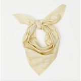 Cream-colored Silk Elena Bandana in Polished Prints for Stylish Womens Clothes, tied in a knot