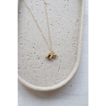 Gold chain necklace with horseshoe and heart clay charms from No. 12 Lucky Girl necklace