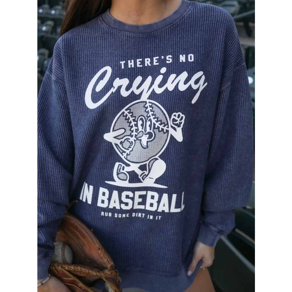 Navy blue Baseball sweatshirt from No Crying in Baseball, perfect stylish womens clothes
