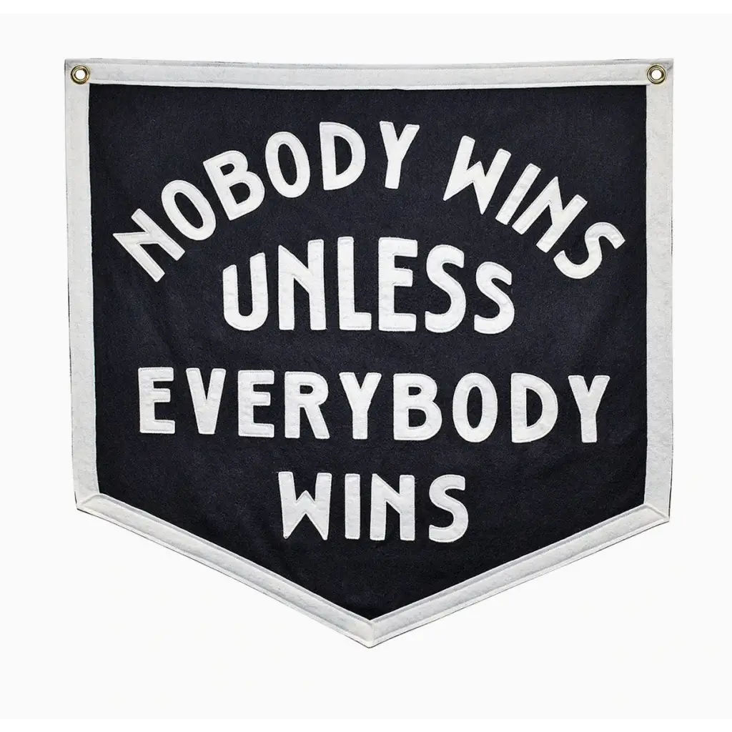 Black Bruce Springsteen Wins Camp Flag with inspiring nobody wins unless everybody wins message