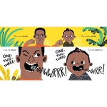 Expressive black and white cartoon mouth from Nose, Toes, and Tummy Book by Sally Nicholls, polished prints