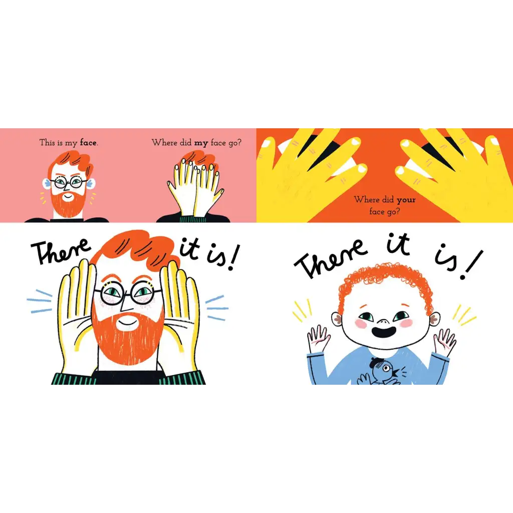 Red beard man face mask with white text on Nose, Toes, and Tummy Book by Sally Nicholls, polished prints