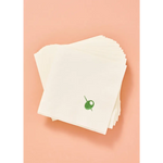 Stack of stylish womens clothes cocktail napkins with green olive polished prints
