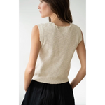 Sleeveless knit vest with V-neck and neck strap, perfect for stylish womens clothes