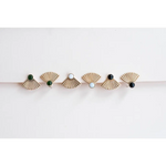 Michelle Starbuck gold fan earrings with black green beads