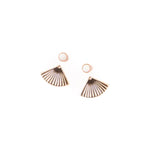 Gold fan earrings with pearl accents by Michelle Starbuck