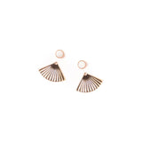 Gold fan earrings with pearl accents by Michelle Starbuck