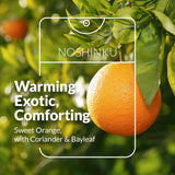 Noshinku Orange Coriander hand sanitizer with organic sugarcane, polished prints