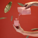 Pink square perfume bottle for Orange Coriander organic sugarcane hand sanitizer