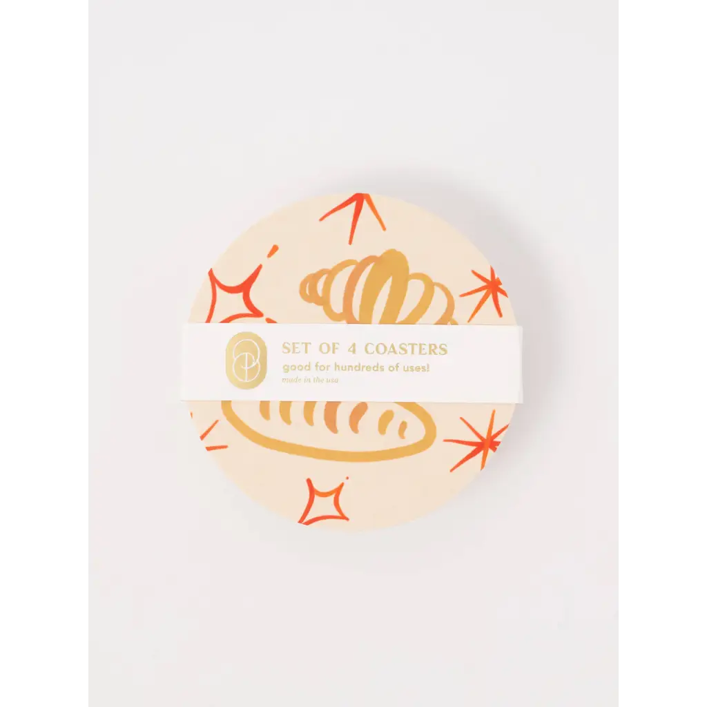 Stylish womens clothes coaster set with polished prints of croissants and baguettes