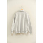Light gray fleece crewneck pullover in stylish womens clothes for moms