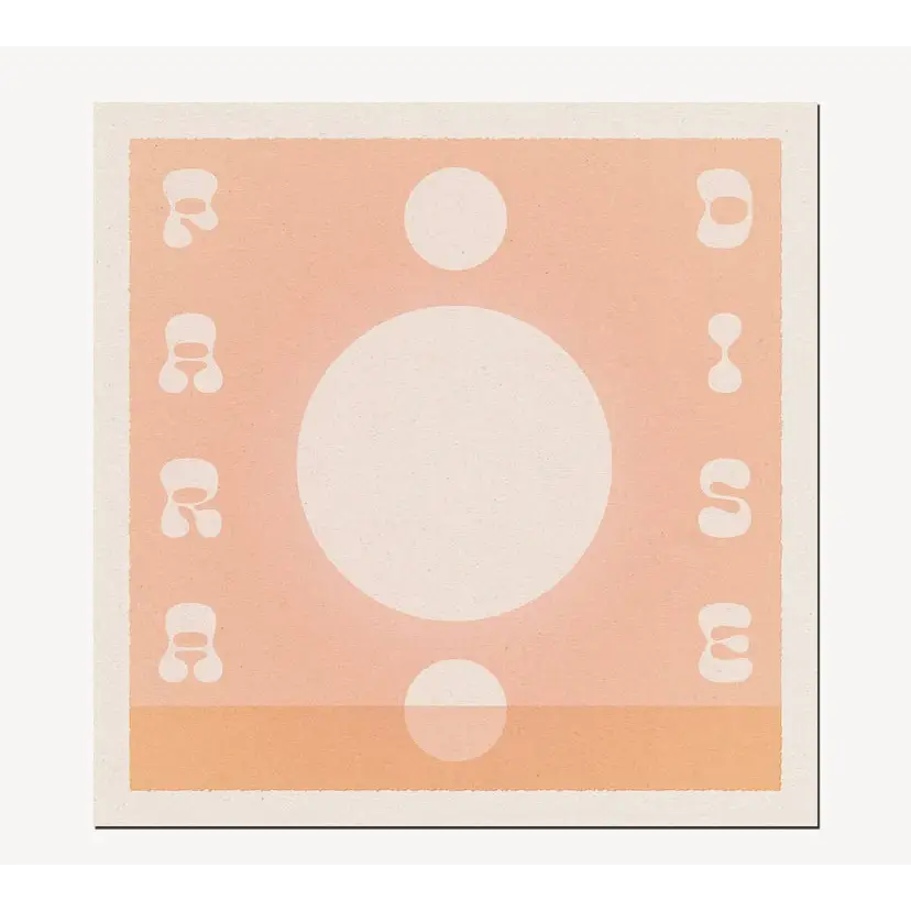 Minimalist peach geometric design with white circles on GSM recycled paper art print