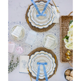 Elegant Pembroke Floral Paper Table Runner with stylish blue accents for any occasion