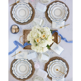 Elegant table setting featuring the Pembroke Floral Paper Table Runner for stylish dining