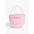 Pink and white gingham fabric Boo Basket with handle for personalized Boo baskets