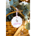 Personalized embroidered Easter bunny name tag Lillian